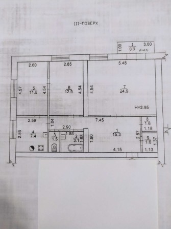 Продам 3-кімнатну квартиру в м. Самар (Новомосковськ) в центрі міста. - фото 1