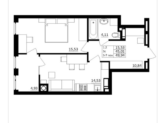 Продаж великої однокімнатної квартири від забудовника, ЖК Обухівський Обухов