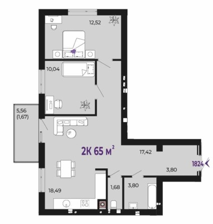 2к квартира 65м.кв. в ексклюзивному ЖК - фото 1
