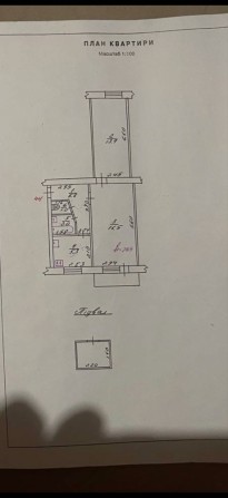 Двокімнатна вартира+комора,нижче ринка,цегляний будинок,пров.Великий 4 - фото 1