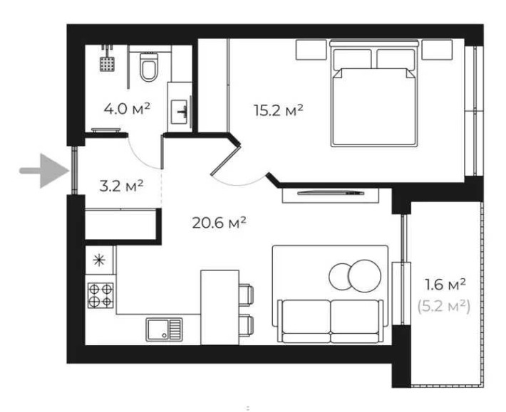 1-кімнатна квартира | PARKLAND | Ужгород, новобудова - PL 12.36 - фото 1