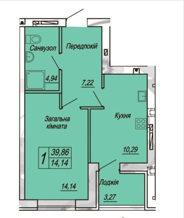1 кімнатна квартира в ЖК Домашній 2, Житомир - фото 1