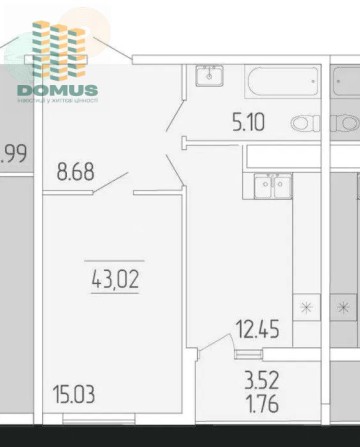 Продам 1 комн 43м2 Дом сдан! Краснова ЖК  65 Жемчужина! - фото 1