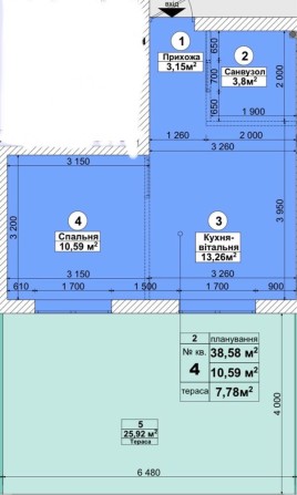 Продаж квартири 38,58м2 з терасою жк Sanville park - фото 1