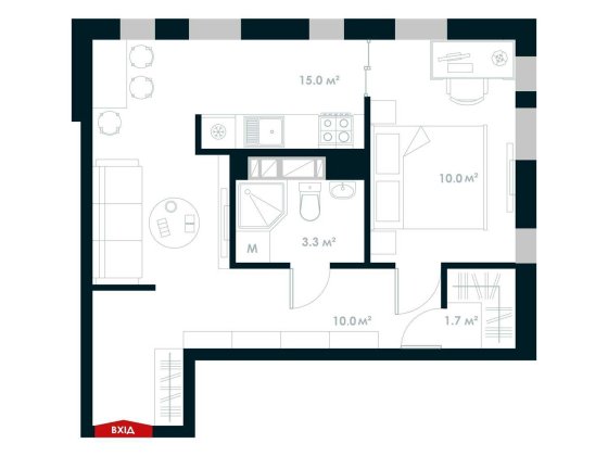 Панорамна квартира 40 м2 із практичним плануванням. М. Теремки. Чабани