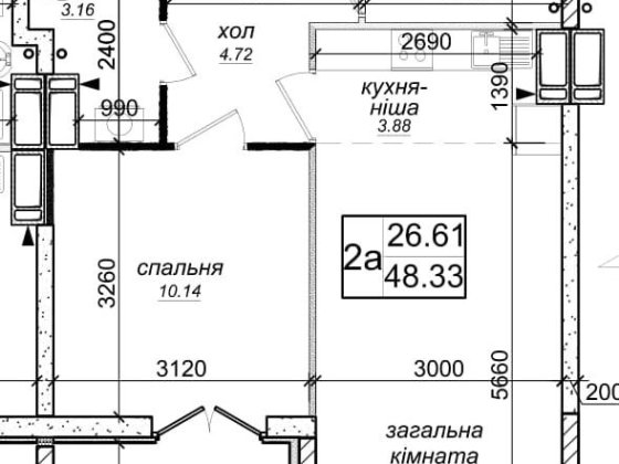 Продаж євродвушки 48м.кв в ЖК Одеський бульвар, метро Теремки, без% Новоселки