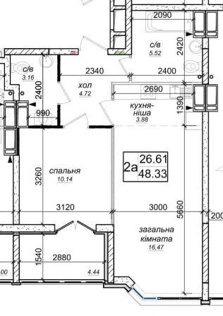 Продаж євродвушки 48м.кв в ЖК Одеський бульвар, метро Теремки, без% - фото 1
