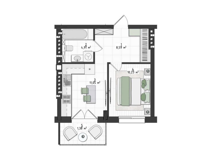 Продаж 1 кімнатна 36 мкв 4 поверх Винники - фото 1