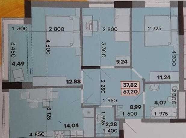 ЖК Акварель 8. Таирова. Дом сдан. 3 комн. 67 м. 4 этаж. - фото 1