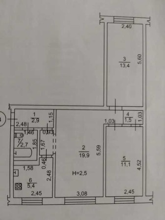 Продам 3 кімнатну квартиру без ремонту з новим холодильником та пральн - фото 1