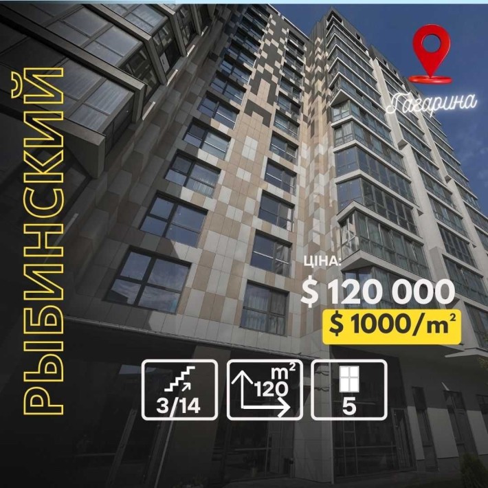 1000$/m2. Продам 3-кімнатну квартиру в ЖК 'Рибінський' - фото 1