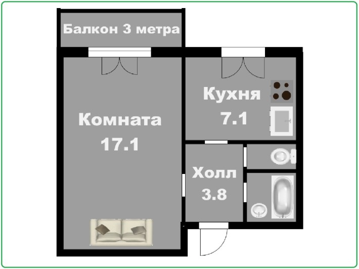 Продается 1 комнатная - фото 1