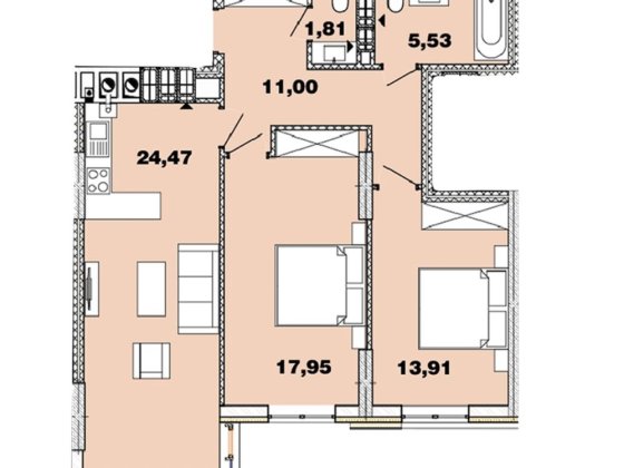 Квартира 2к crystal avenue від власника Петропавловская Борщаговка