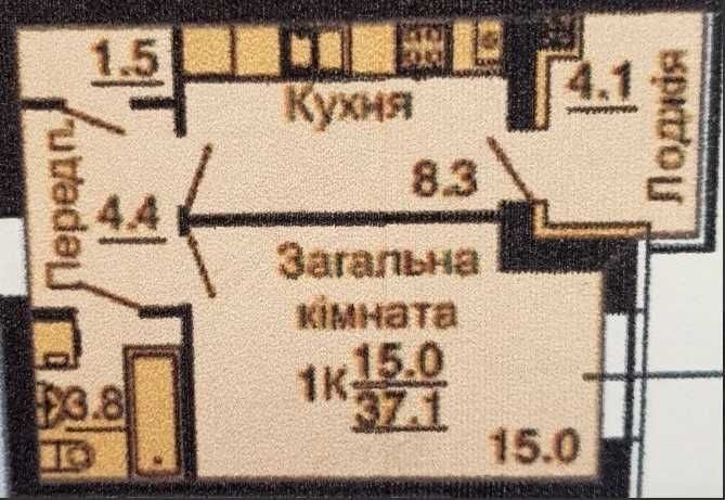 ЖК Львівський Затишок (Вороньківська 5) 1-кімнатна квартира 38 м.кв. - фото 1