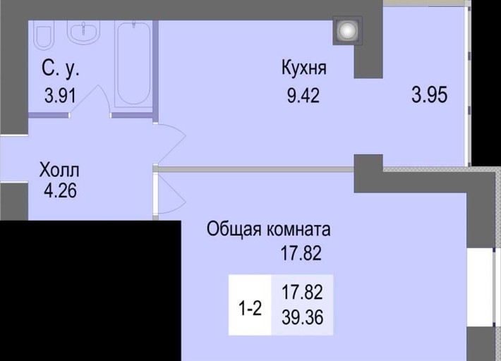 Однокімнатна Софіївська Сфера 39,36 м Розстрочка без% 17800$ перш.внес - фото 1