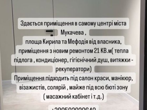 Здається приміщення в самому центрі міста Мукачева, Мукачево