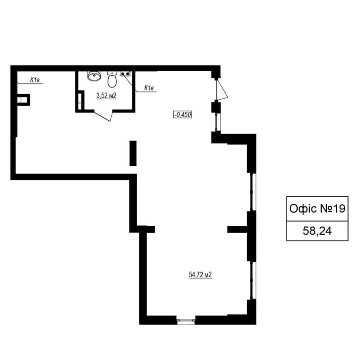 Комерційне приміщення. 58 м2. 1 поверх. ЖК "Щасливий Grand" - фото 1