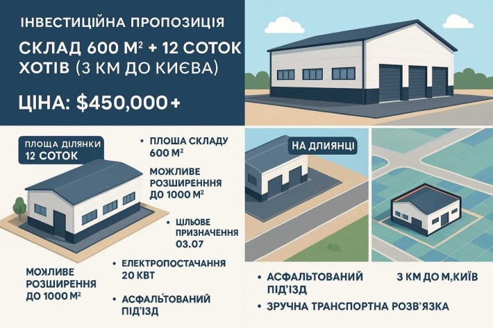 С.Хотів, склад 600 кв.м, під логістику, виробництво. Продаж. - фото 1