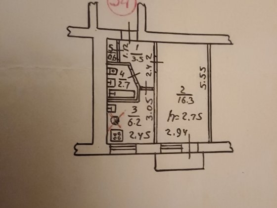 Продам 1-кімнатну квартиру,загальною площею 30.1 кв.м Конотоп