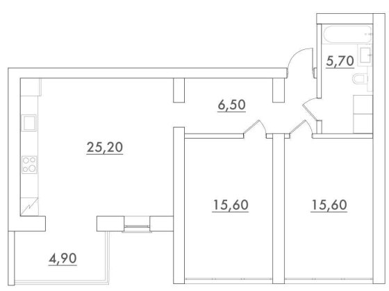 2-кімнатна квартира з панорамними вікнами та великою кухнею 29 кв.м. Зазим'я