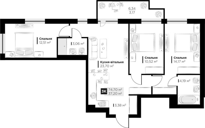 Продаж 3 кімнатної квартири у ЖК PERFECT LIFE (Винники). БЕЗ КОМІСІЇ ! - фото 1