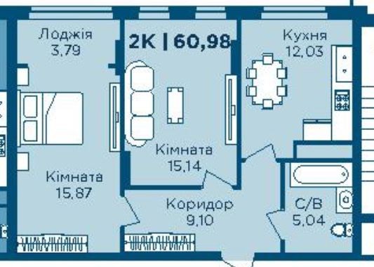 2к. квартира у новому комплексі за акційною ціною! - фото 1