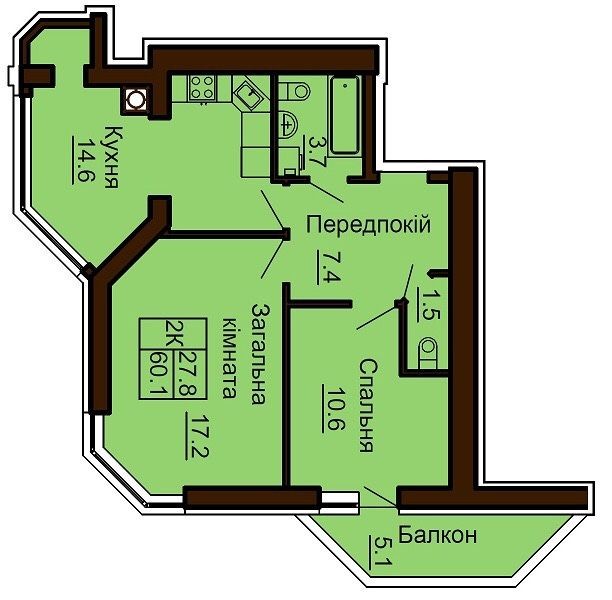 ЖК Софія 2-кім 62 кв.м Заселений будинк,мінімальне оформлення - фото 1