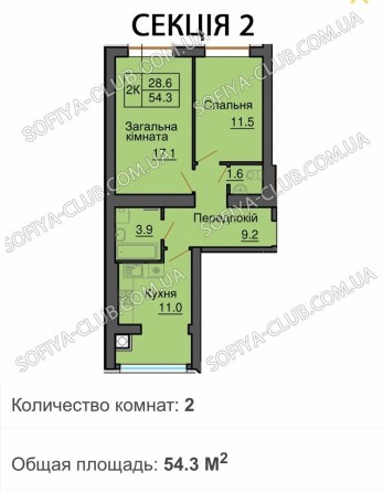 ‼️двушка 54,3 м.кв  ДОКУМЕНТИ Жк Софія Клубний - фото 1
