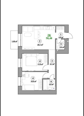 2-кім квартира за 39 000$ - фото 1