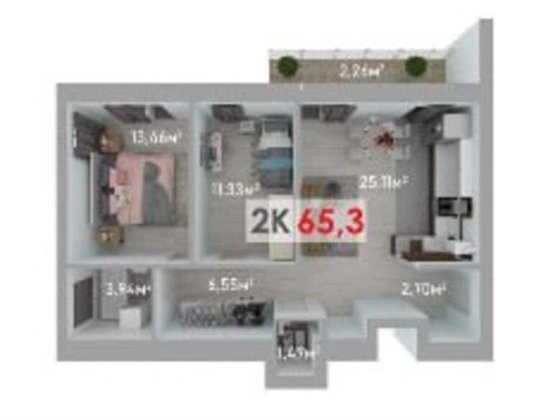 Двокімнатна квартира в ЖК Краківський Вовчинець