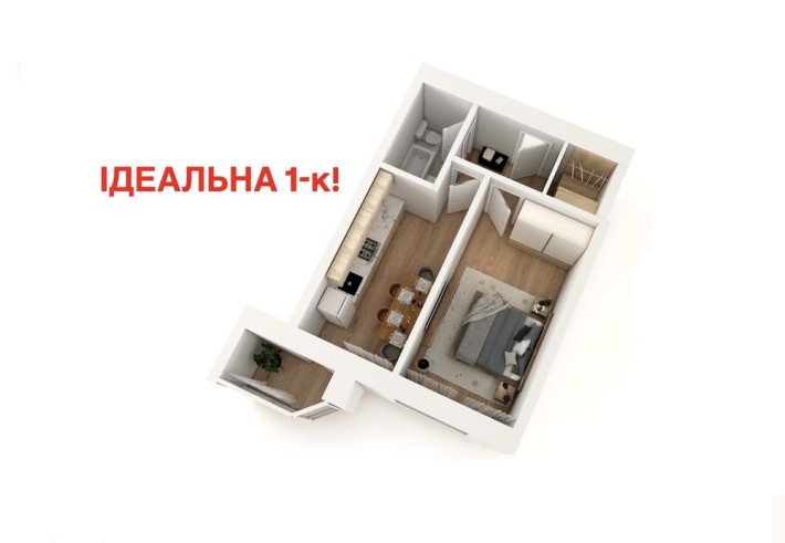 1-кімнатна квартира без ремонту - фото 1