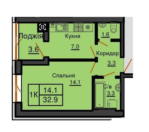 Продам 1к квартиру 33 м2 Софія Резиденс - фото 1