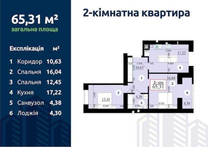 Квартира пл. 65м2 біля озера, з паркінгом і закритою територією - фото 1