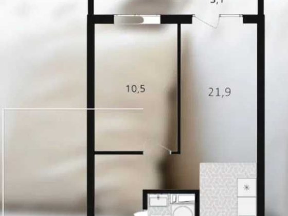 Продається 1-кімнатна квартира/Сінема Хаус, Боголюбова 43/39м2 Вишневое