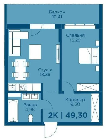 2к квартира ЖК HydroPark Delux - фото 1