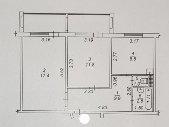 Продаж 2-ох кімнатної квартири 60,1 м² Вишневое