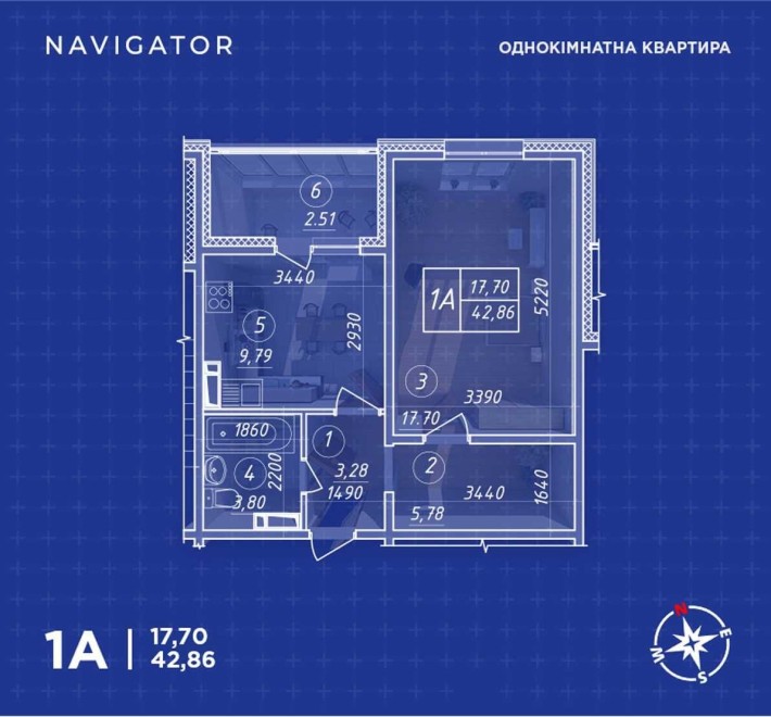 1-кім.кв на 1 поверх. 43метра.ЖК "Навігатор"  пров. Балтійський, 1, - фото 1