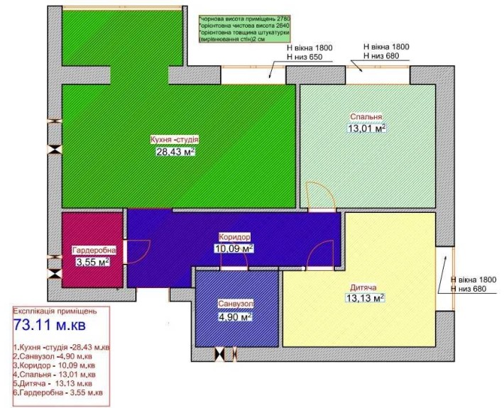 2-кімнатна квартира (73м2),  ЖК Олімп, Черкаси - фото 1