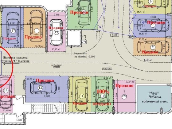 Продаж парко місця. 21,31 м2. №12. Вул.Трускавецька. Будинок Ж. Львів