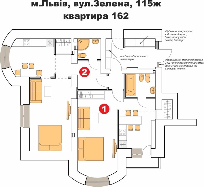 2-к квартира новобуд 4п/9п (2 кухні +2 с/в) 78.6м2 Зелена парк власник - фото 1