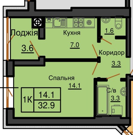 Супер ціна! ЖК РЕЗИДЕНЦІЯ 1-кім 33 м2 - фото 1