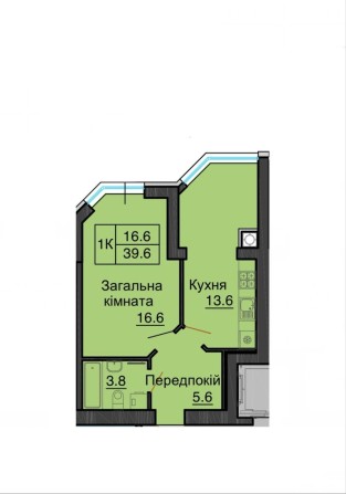 Продаж однокімнатної квартири 40.4 м2 в Софія Клубний - фото 1