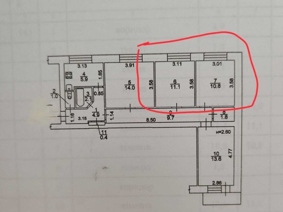ПРОДАМ 2-ві кімнати в 4-ох кімнатній квартирі по бул.Центральному