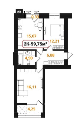 Опришівська Слобода НОВА ІСТОРІЯ, двокімнатна квартира 59,75м ВИДОВА!! - фото 1