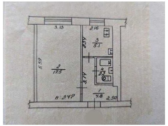 Продаж 1-кімнатної в цегляному будинку. 3/5 поверх (р-н вул. Горького) Сумы