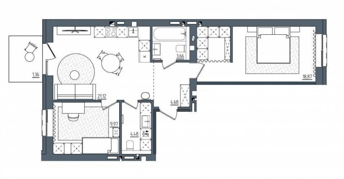 2 кім кв.64,14м2 - фото 1