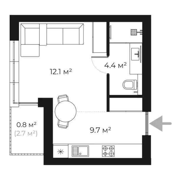 1-кімнатна квартира | PARKLAND | Ужгород, новобудова - PL - 10.33 - фото 1