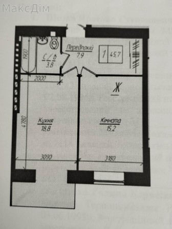 Однокімнатна квартира в Тернополі - 47.3 м² - фото 1