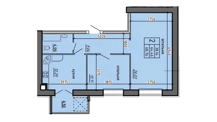 Продаж 2 -кімнатної квартири в новобудові від забудовника, район Бам - фото 1