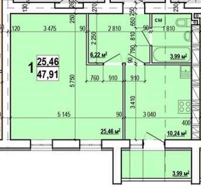 ЖК МИРА 3 продам 1-комн квартиру 48м2 в Новострое MV - фото 1